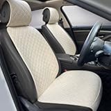 Linen Car Seat Covers Front Seat Covers Breathable Cloth Fabric Car Seat Protector - Universal Fit for Cars&comma; Vans&comma; SUVs&comma; Trucks - 2 Units - Beige