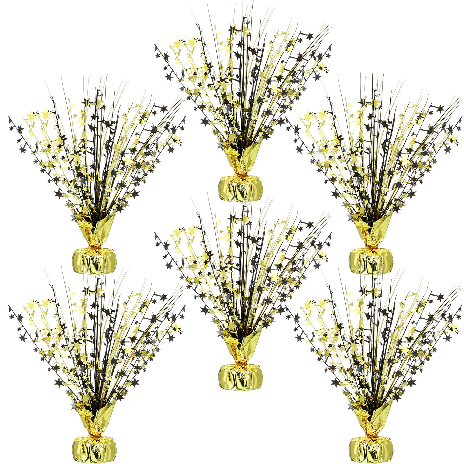 Photo 1 of Crowye 6 Pcs Metallic Foil Spray Centerpiece Party Star Decoration Table Decor for Birthday Wedding Graduation Bachelorette Spring Party Holiday(Black Gold,Small Star)