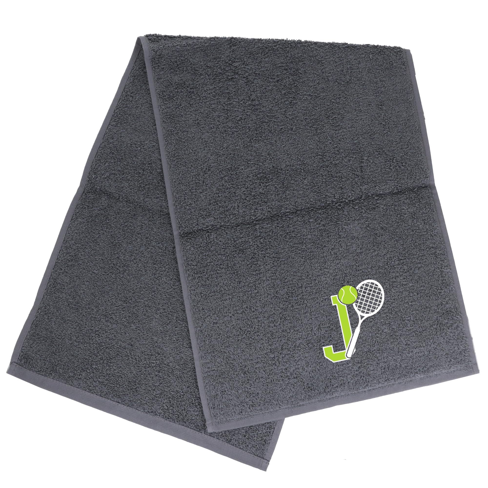 Always Looking Good Tennis Towel with Monogrammed Embroidery Initial Gift for Men & Women, Training Accessory Gift, Gym Towel Present for Tennis Players Birthday, Retirement, Christmas - Grey, J