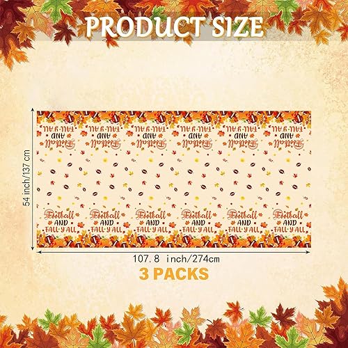 Miniatura 4 de 3 manteles de decoración de fútbol de otoño de 53.9 x 107.8 pulgadas, mantel de plástico de calabaza, camión, fútbol, otoño, Acción de Gracias,