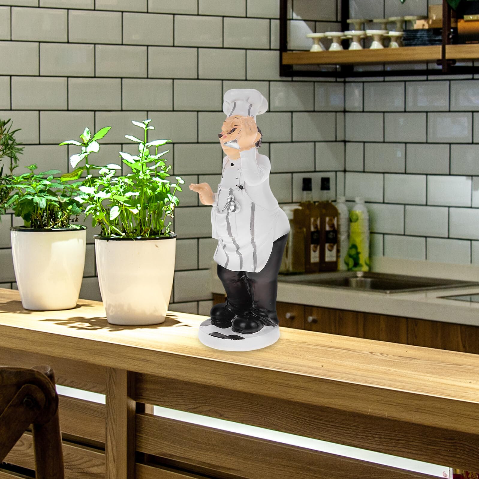 Artibetter Ornamento da Chef in Resina Mini Cuoco Europeo Scultura da Cucina Decorativa Stabile per Casa Ristorante e Bar Statuetta da Chef per Tavolo Design Divertente