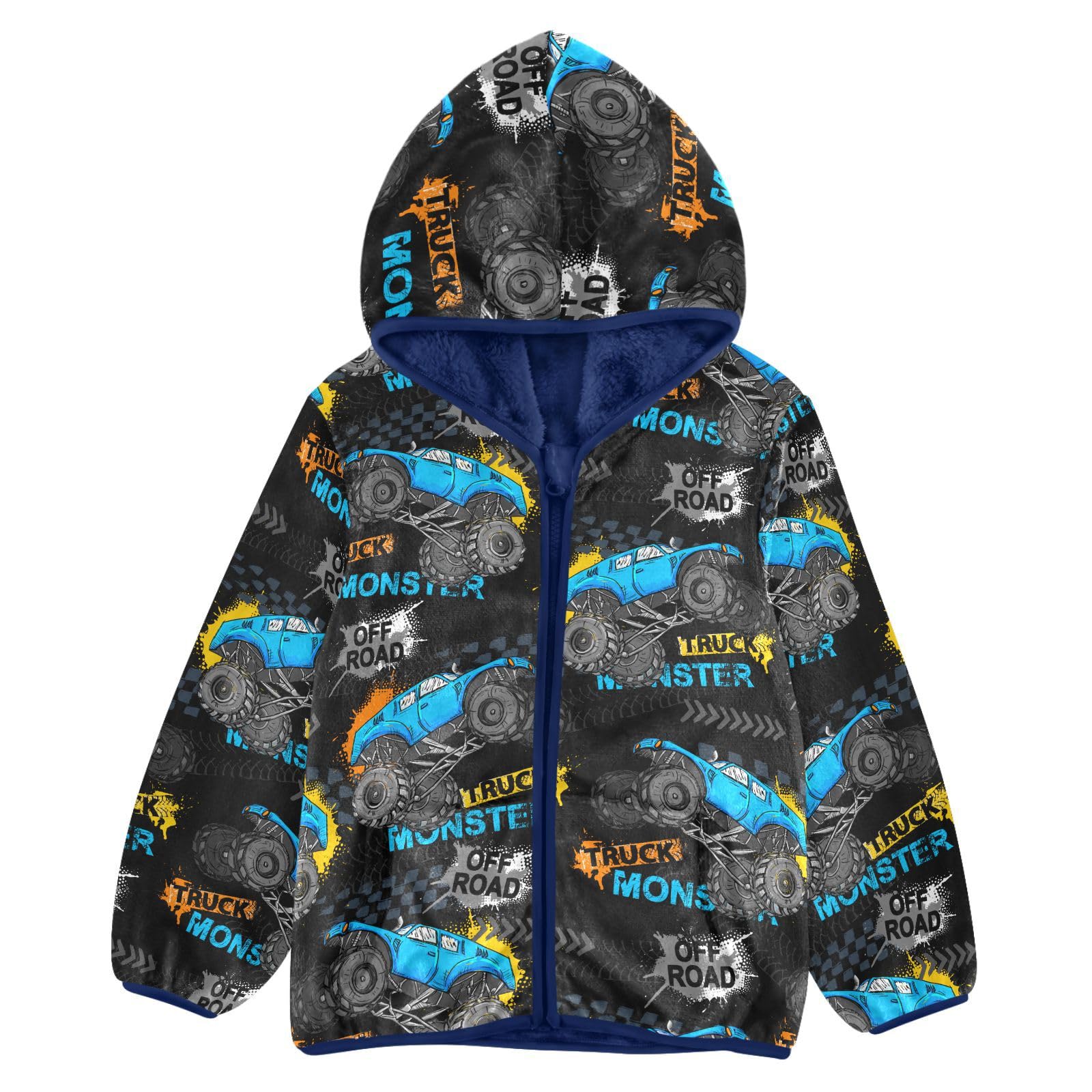 Aflyko Boys Fleece Coat Blue Zip-Up Hoodie Girls Outerwear Kids Hooded Jacket