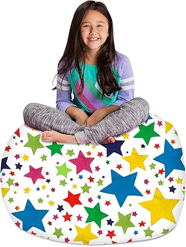 Miniatura 28 de Posh Funda de Silla Puf Rellenable para Almacenamiento de Animales de Peluche para Niños - Organizador de Juguetes Infantiles, Grande-38 - Lona