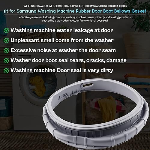 Miniatura 5 de WF45T6000AWA5 WF45R6100AWUS WF45R6100ACUS WF45T6000AVA5 Sello de puerta para Samsung DC64-03788A Arandela Diafragma Arranque Sam-DC64-03788A X 006