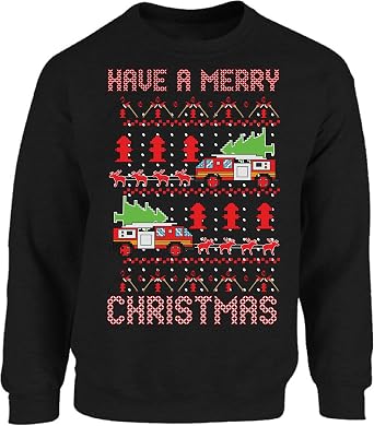 Vizor Fire Truck Christmas Sweatshirt 