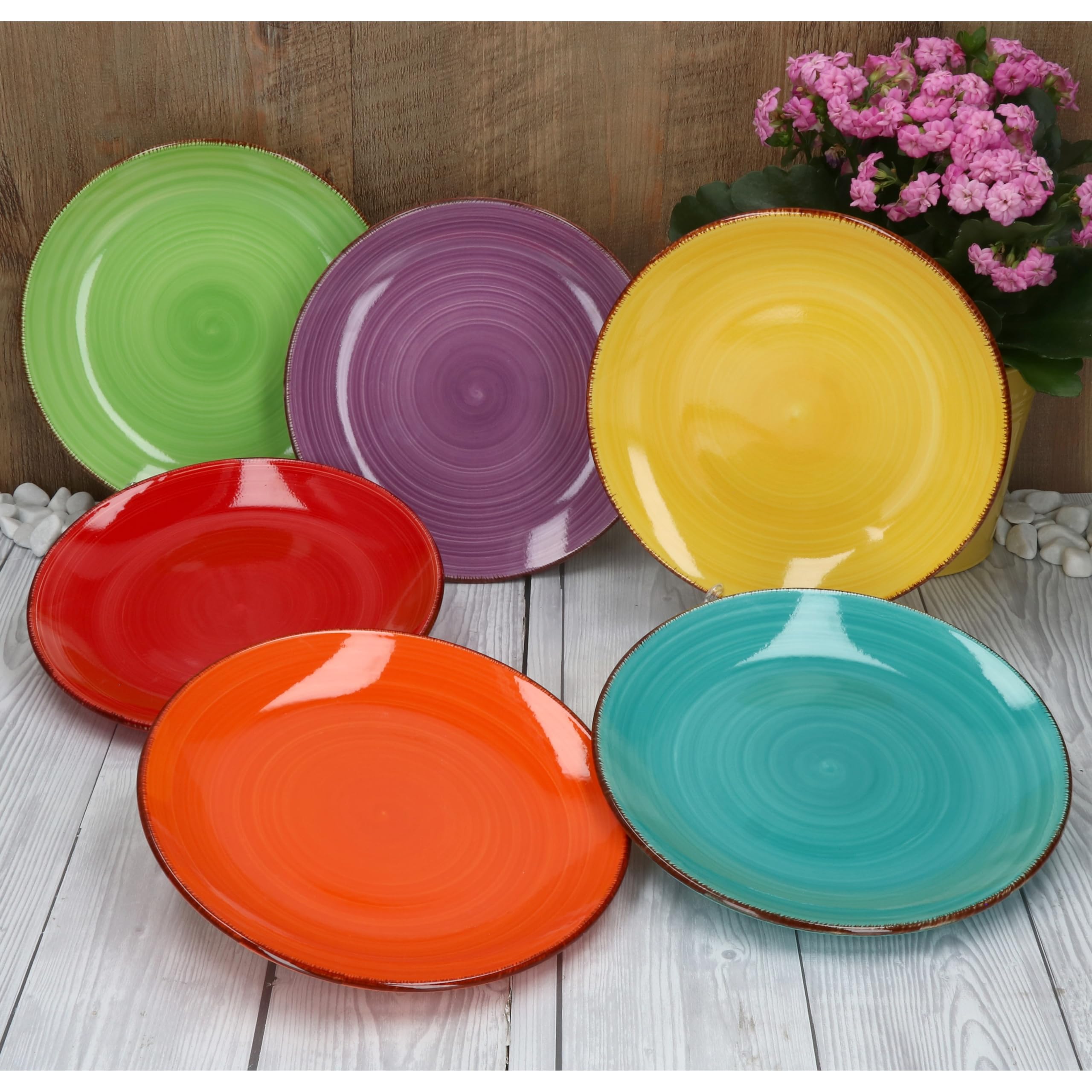 MamboCat 6 x platte borden, effen, kleurrijk aardewerk servies voor 6 personen, kleurrijk design, 6-delige bordenset, modern, eetborden, menuborden, serveerschaal, tafelaccessoires, platte borden, 6 MamboCat 6 x platte borden, effen, kleurrijk aardewerk servies voor 6 personen, kleurrijk design, 6-delige bordenset, modern, eetborden, menuborden, serveerschaal, tafelaccessoires, platte borden, 6