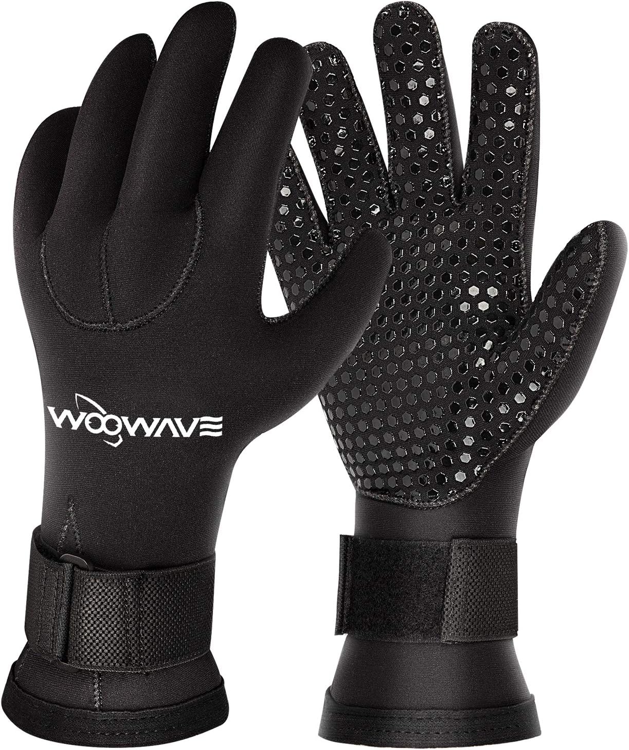 WOOWAVE Diving Gloves 3mm Premium Double-Lined Neoprene Wetsuit Gloves with Adjustable Strap for Men Women Scuba-Diving Snorkeling Surfing Kayaking All Water Sports X-Small
