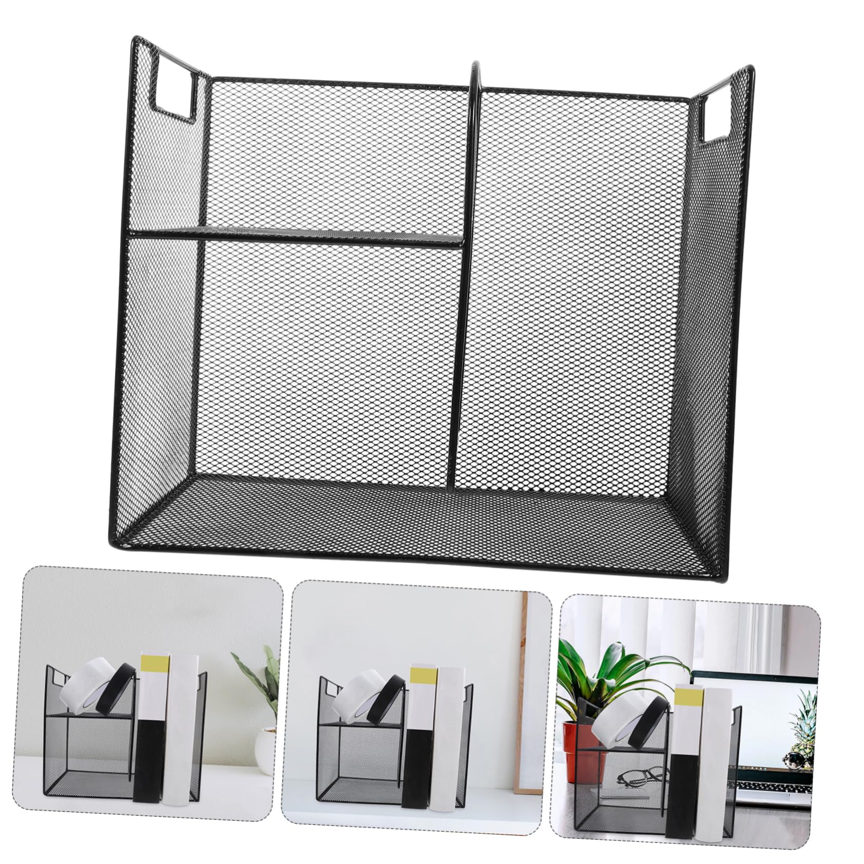 Schwarze Aktenregal-Aufbewahrungsbox für den Schreibtisch, effizienter Sortierer und Ordnerhalter, stilvolles Schreibtischzubehör für Zuhause und Arbeit