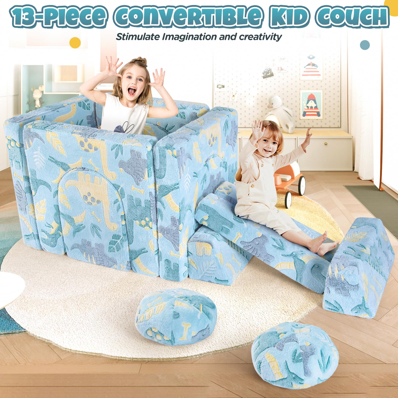 LOAOL Kids Couch Toddler Couch, Kids Modular Play Couch