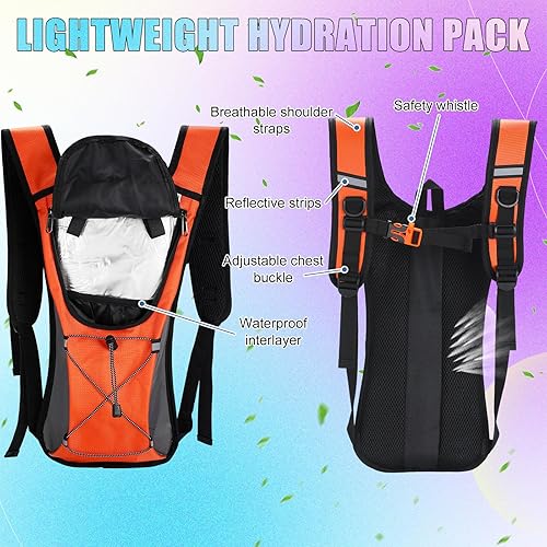 Miniatura 5 de Chunful Mochila de agua para correr con 4 unidades, paquete de hidratación con bolsa de agua de senderismo de 2 litros para festivales musicales,