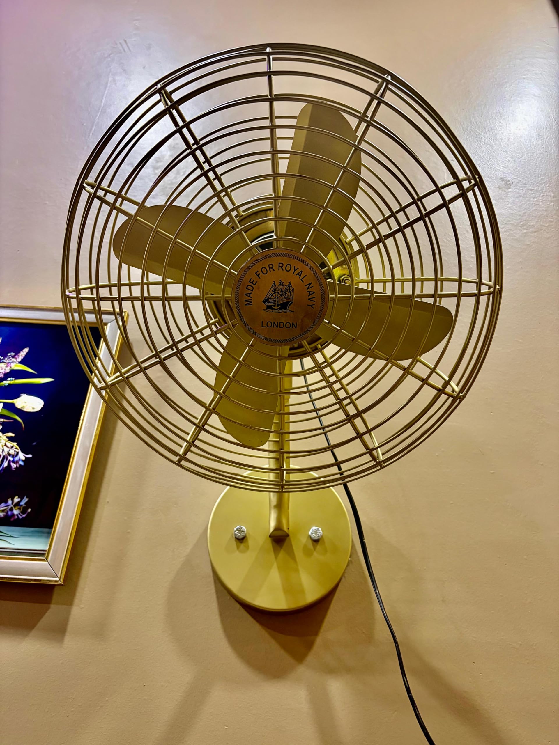 Royal Navy Inspired Antique Brass Wall Mount Fan – Vintage Nautical Electric Fan for Home & Office Décor 4