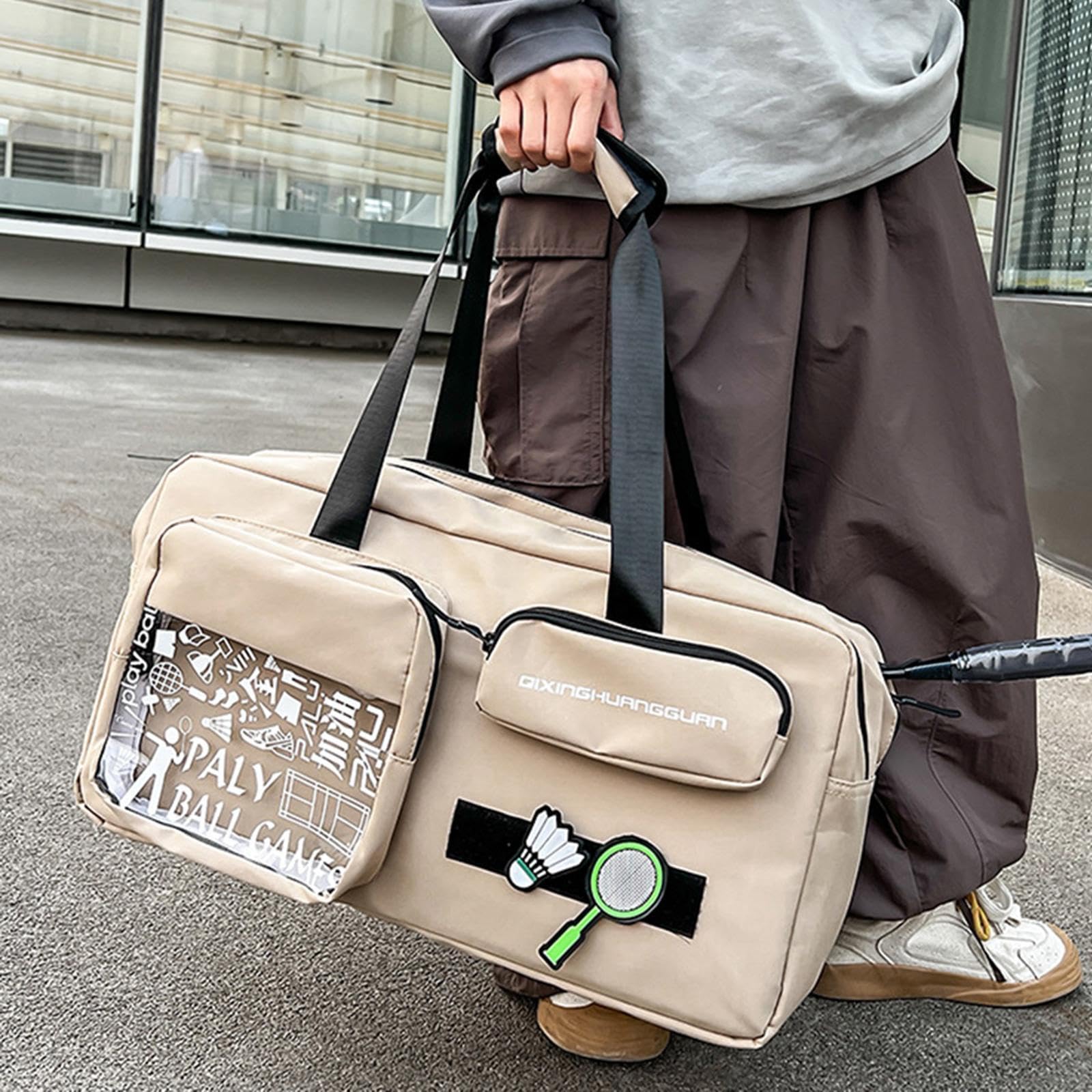 Badminton Bag Portable Travel Bag Sports Equipment Bag for Badminton Rackets Khaki|Sporting Goods | Tennis & Racquet Sports | Tennis | Bags-image-21