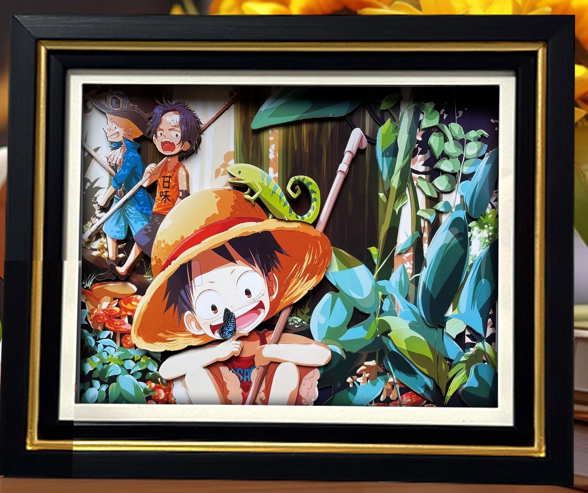 インテリア品絵画と立体物を組み合わせた抽象的なアート作品ユニーク作品 Amazon.co.jp: ワ.ン.ピ.ー.ス アニメ 手彫りの 3D立体壁掛け絵画 浮遊