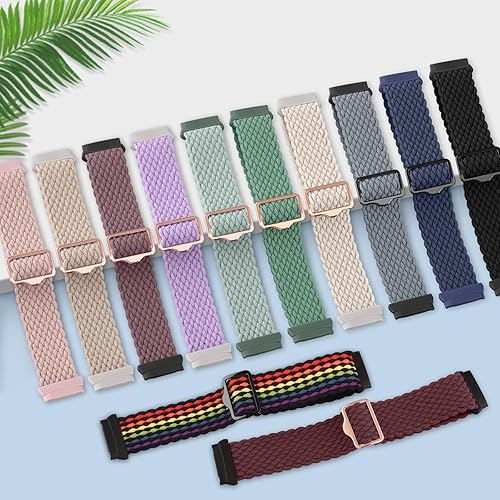 Miniatura 6 de Amzpas Banda elástica trenzada compatible con Fitbit Versa 4Versa 3Fitbit Sense 2Sense Bandas para mujeres y hombres, correa elástica suave para