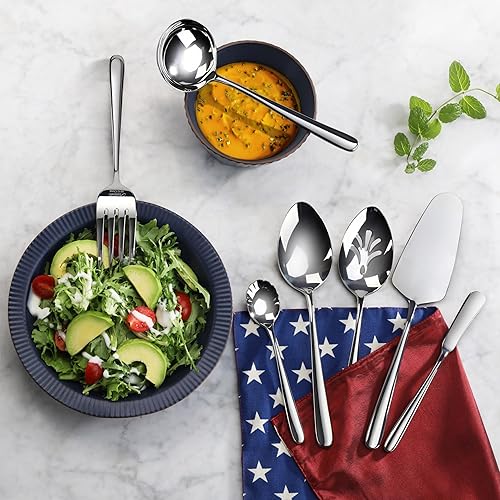 Miniatura 4 de Rain II - Juego de cubiertos elegantes de acero inoxidable 1810 para servir y anfitriona (juego de 7 piezas)