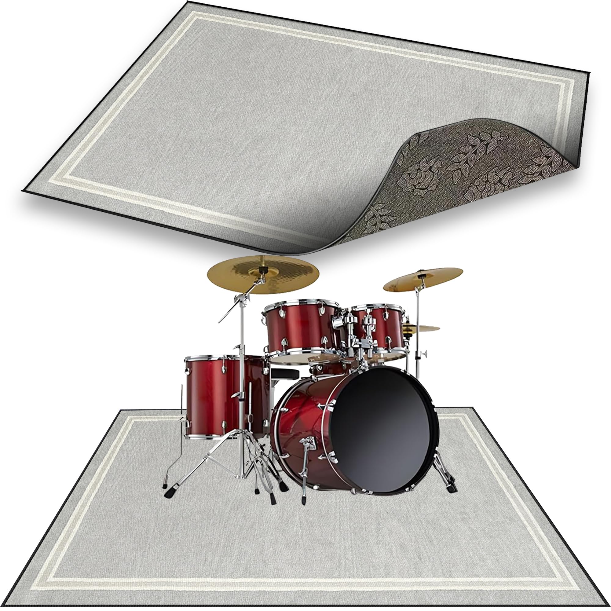 Tapis de Batterie Tapis Insonorisé Couverture de Tambour 110 x 80 cm Gris Tapis Batterie antidérapant Tapis de Tambour Tapis de Protection pour Batterie électronique pour Basses Caisse Claire