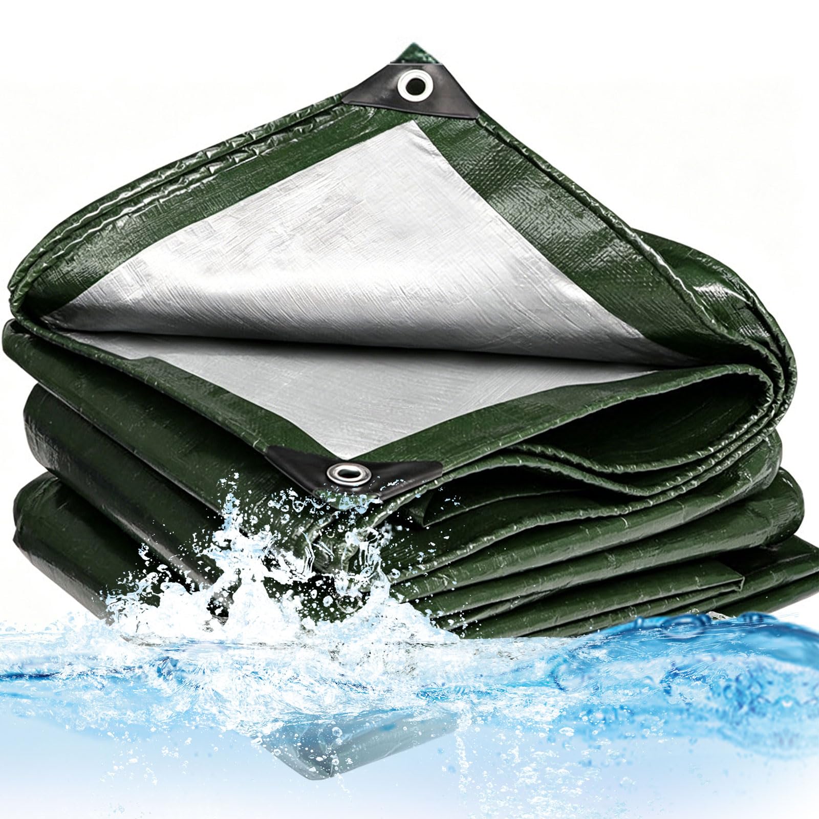 Tarpaulin Waterproof Heavy Duty 290 x 440 cm UV Resistant, Pe Material, Lightweight Pe Tarpaulin Sheet Reinforced Eyelets, Tear Resistant for Garden Furniture Camping, Green