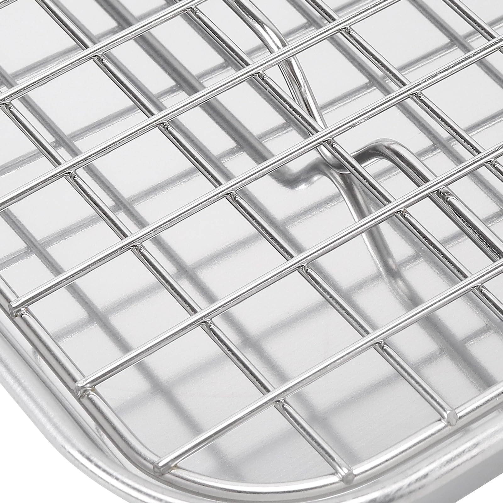 Teglia da Forno Rettangolare in Acciaio Inox con Griglia di Raffreddamento, Set 4 Pezzi (2 Teglie e 2 Griglie), 40,5 x 30,5 x 2,5 cm, Lavabile in Lavastoviglie