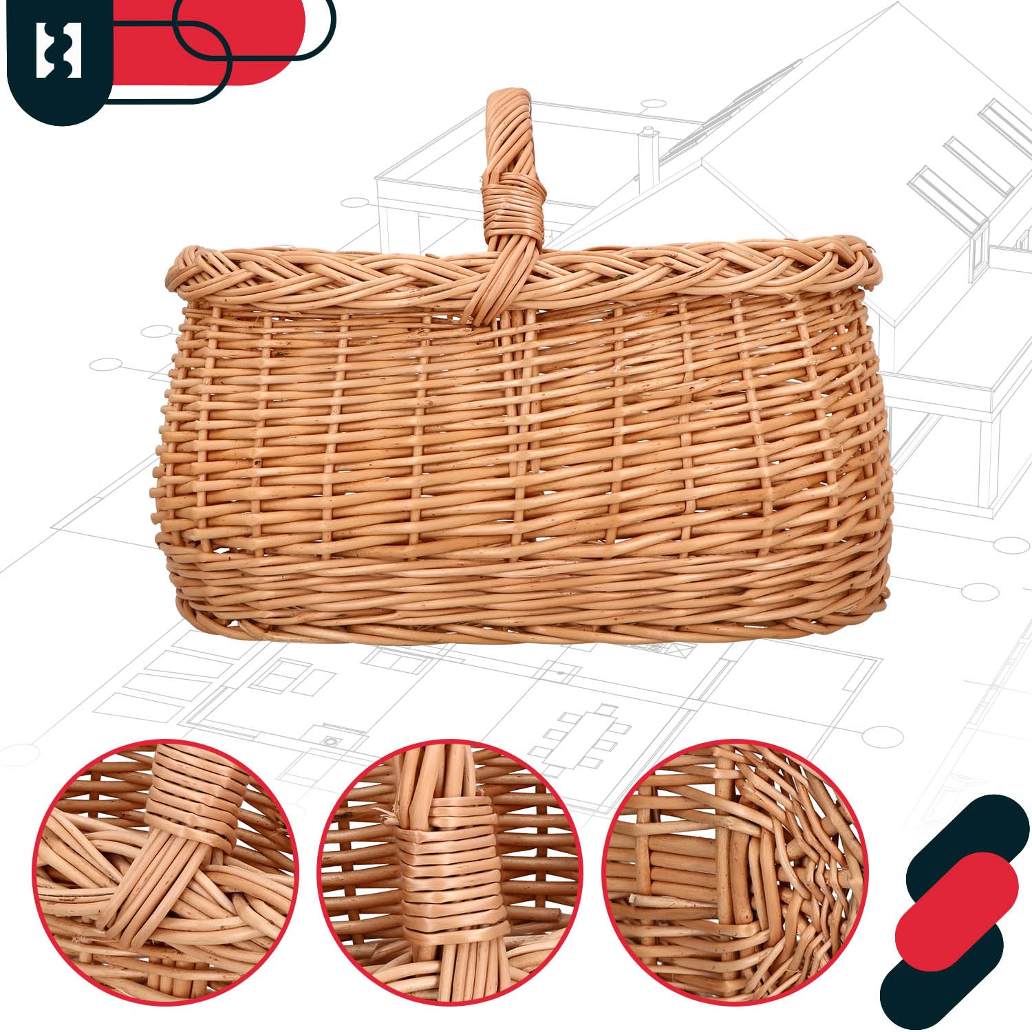 Kotarbau® Panier à anses en osier naturel pour les achats