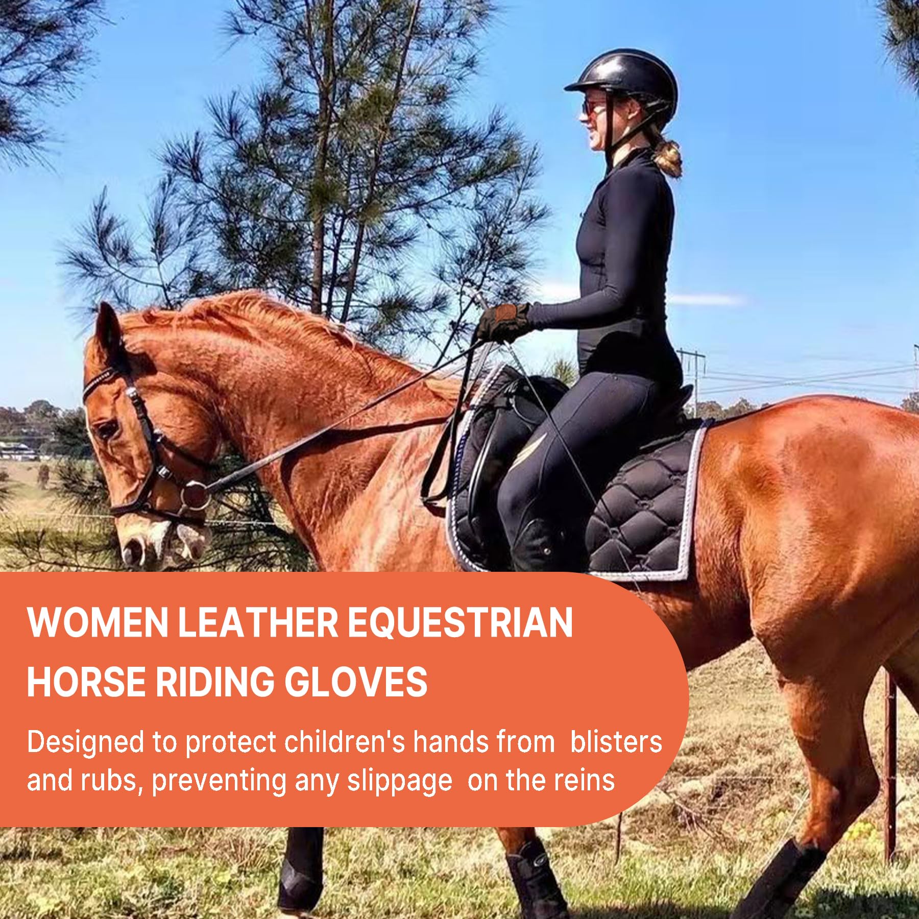 Thapower Guantes de equitación 100% cuero para mujer, resistentes al viento y transpirables, guantes de equitación