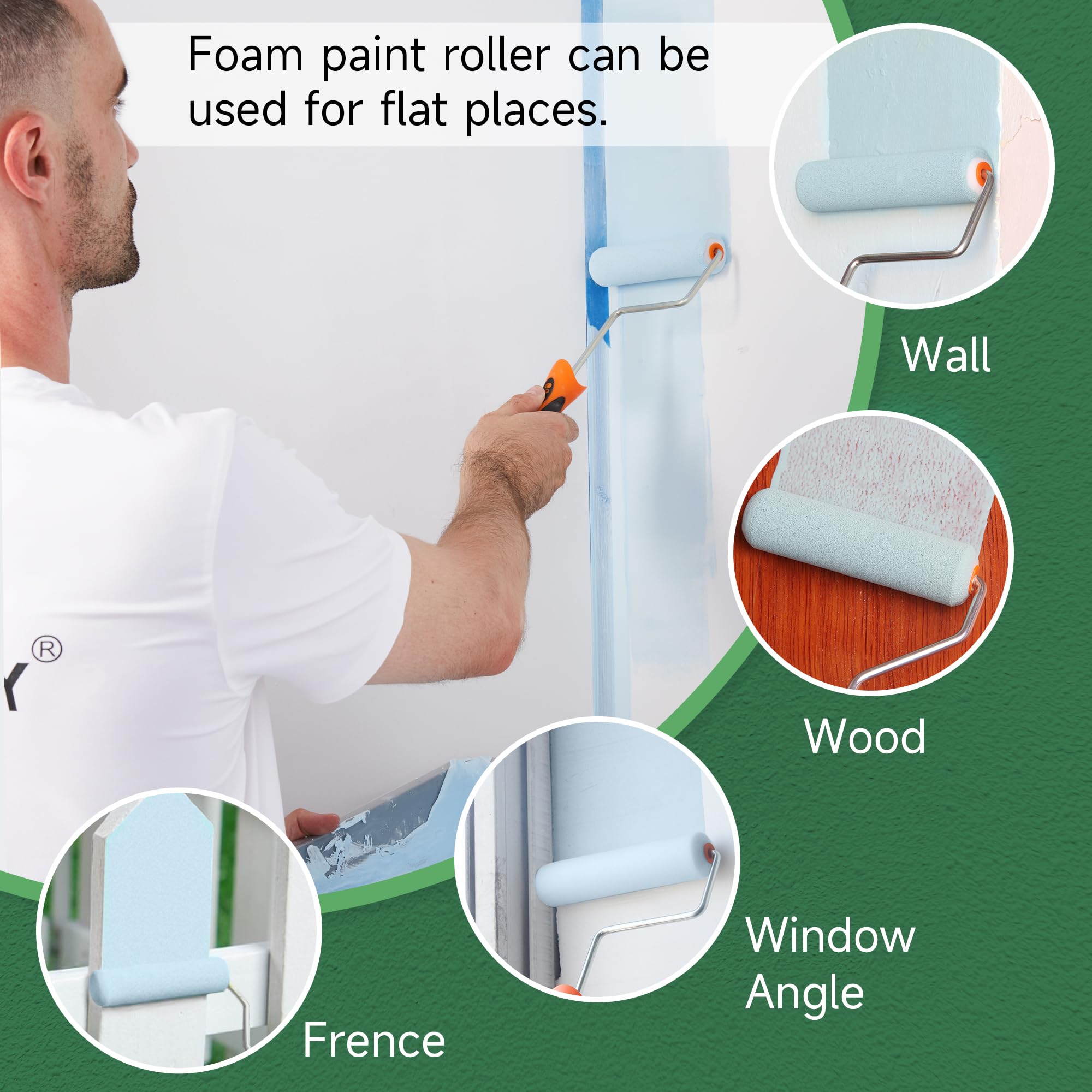 VOOMEY Rullo per verniciatura in schiuma ad alta densità, coperture per rullo da 15,2 cm, piccolo rullo per verniciatura, rulli in spugna per verniciare casa, pareti, soffitti, porte, mobili