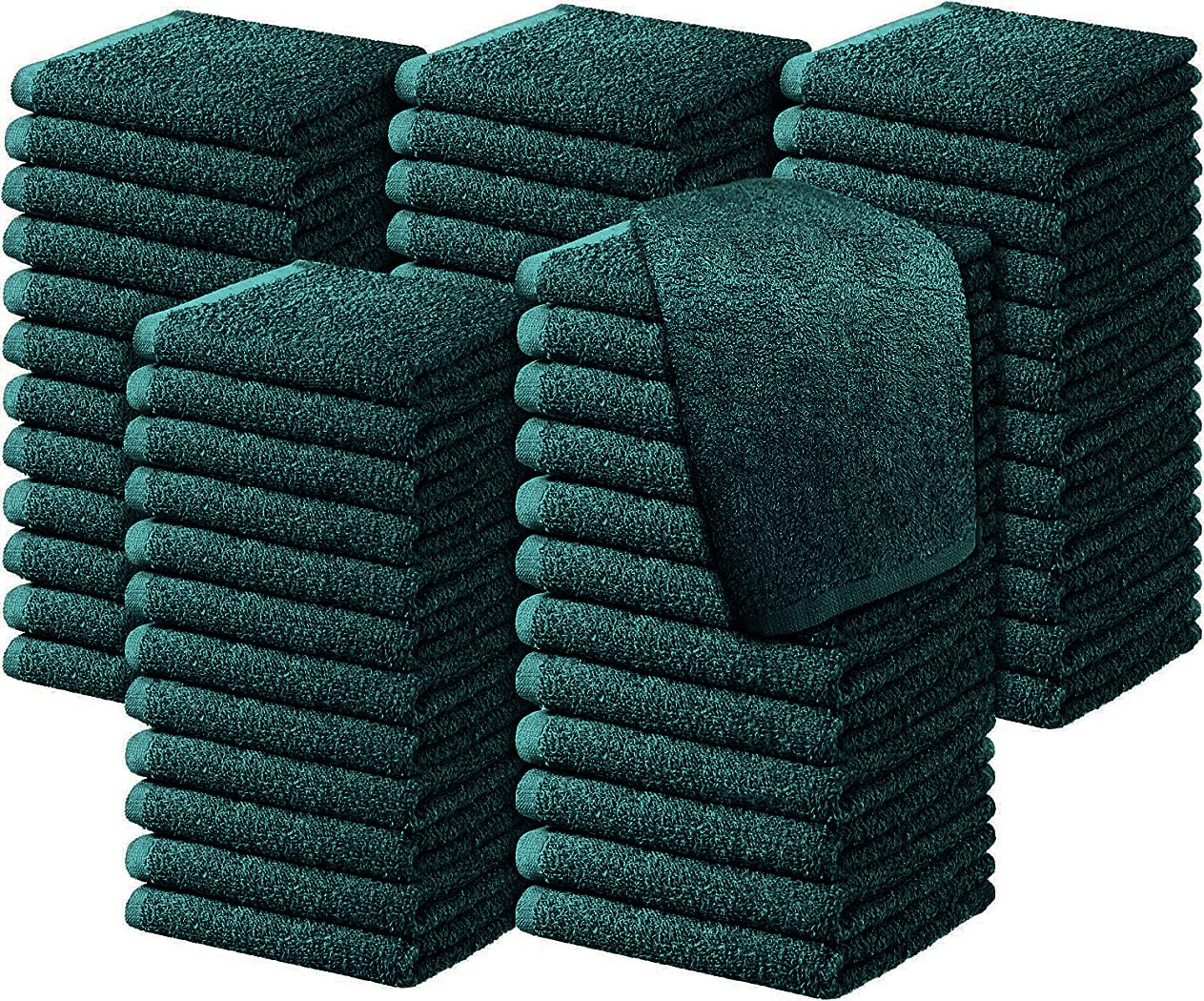 Diamond Tex Pack of 6, 12, 24, 36, 48, 96 Face Cloth 100% Egyptian Cotton Soft Flannels Set Quick Absorbent Washcloth 500-GSM Gym, Golf Hand Wash Towels 30x30cm (Kingfisher, 48)