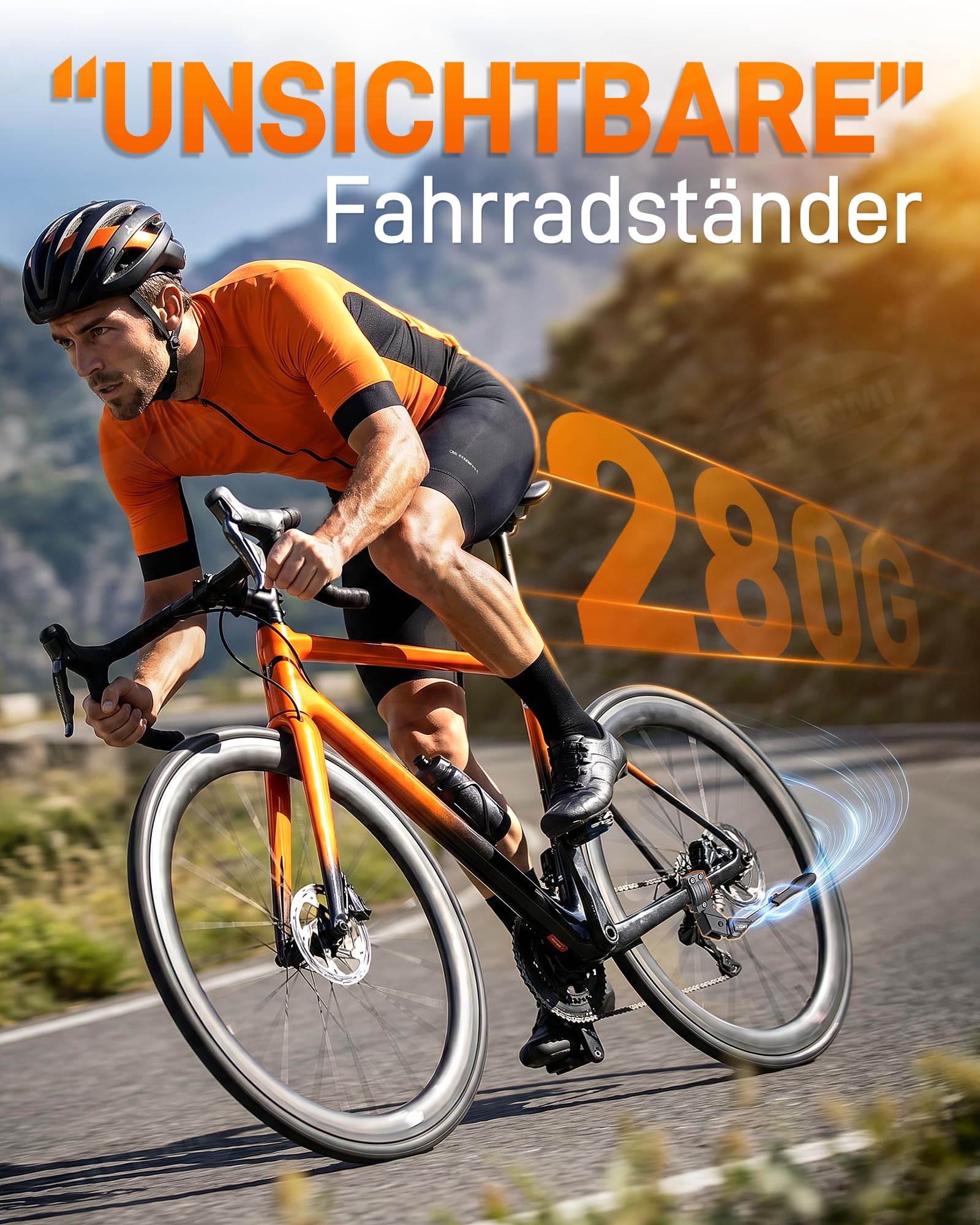 HENMI Leichter Magnesium Fahrradständer 24-28 Zoll, Höhenverstellbarer Seitenständer für Mountainbike, Trekkingrad, Cityrad & Pendlerfahrräder (Nicht für runde/rautenförmige Rahmen)