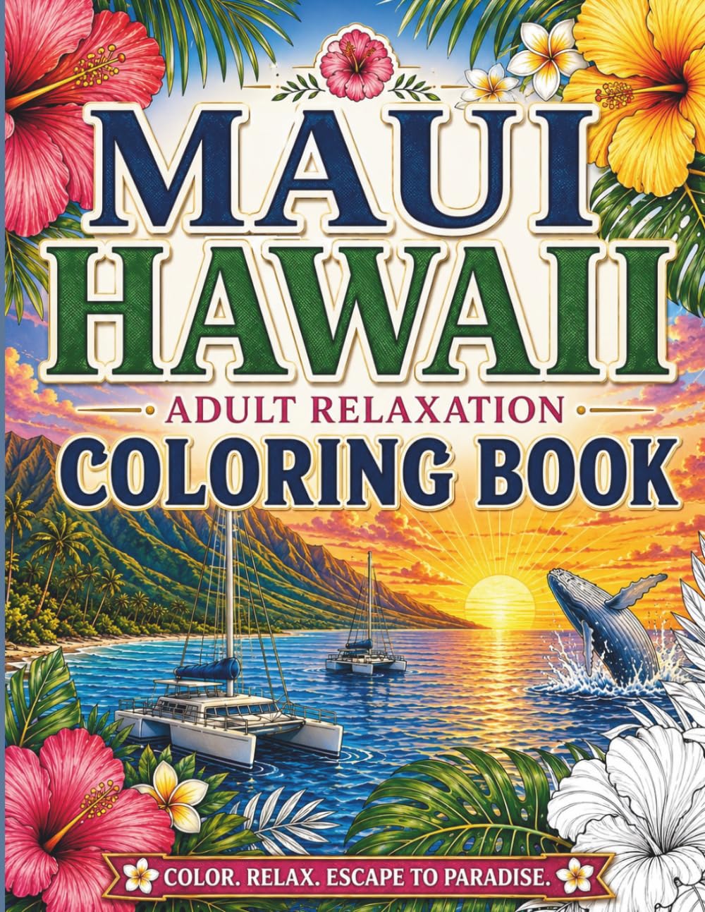 Maui Coloring Book Adult Relaxation (Hawaiian Coloring Books Across The Islands)