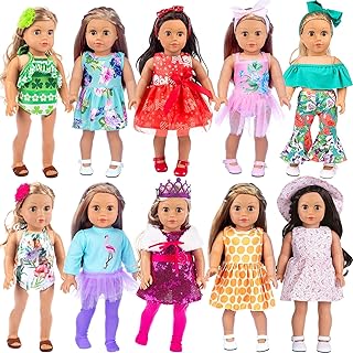 ZITA ELEMENT 24 Pcs American Doll Clothes for 18 inch Doll Clothes and Accessories - Doll Clothing Outfits Dress Swimsuits...