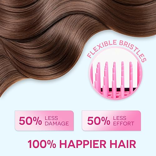 Miniatura 7 de Bautero Cepillo desenredante para cabello húmedo y seco, cepillado sin dolor en todo tipo de cabello, eliminación de nudos, cepillo de pelo