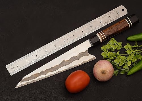 Miniatura 2 de Acero hecho a mano de encargo de alta 440 C 13 pulgadas de cocina azul del chef de la manija de la resina epoxi