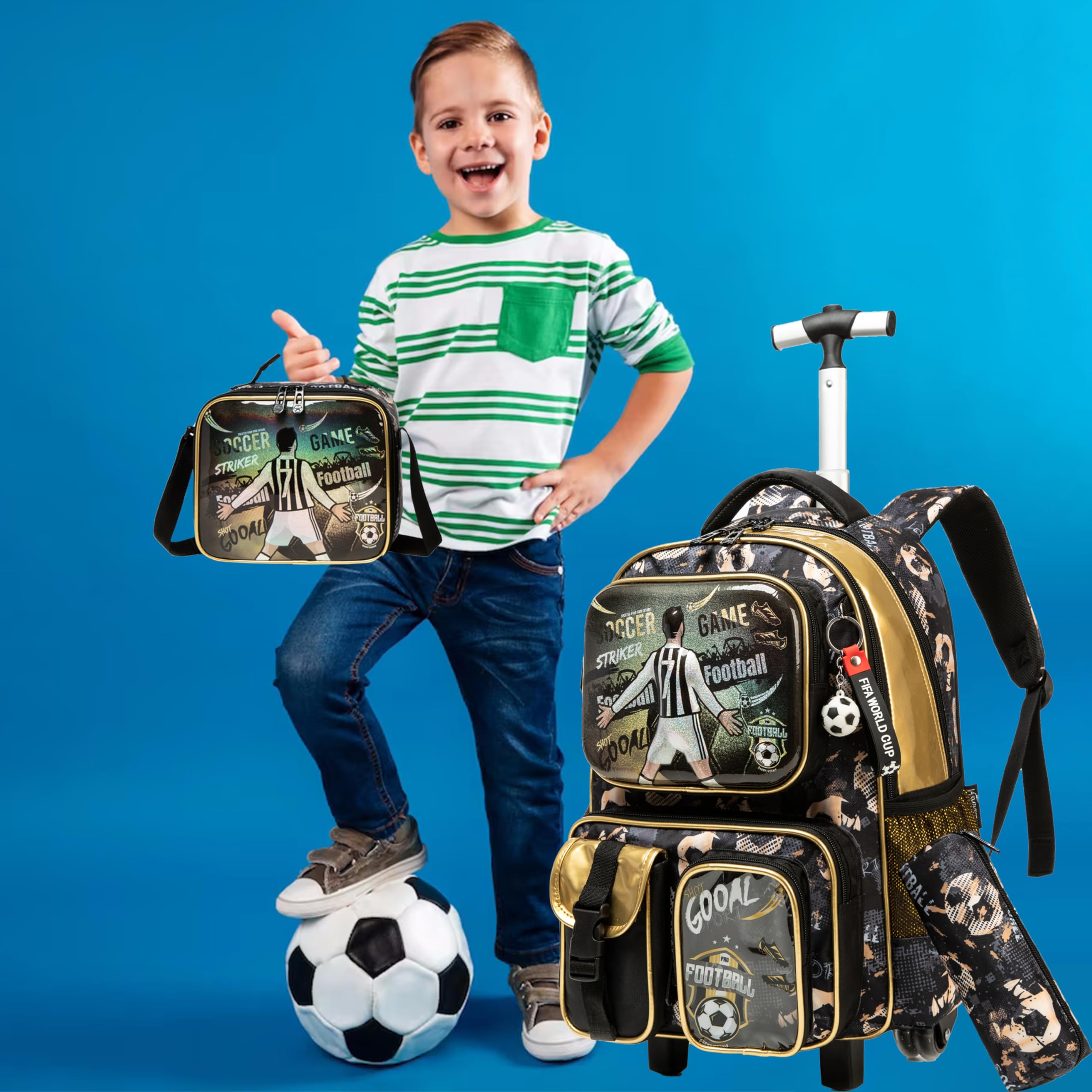 Mochila Escolar Enrollable para Niños 17” Bolsillos Multifunción