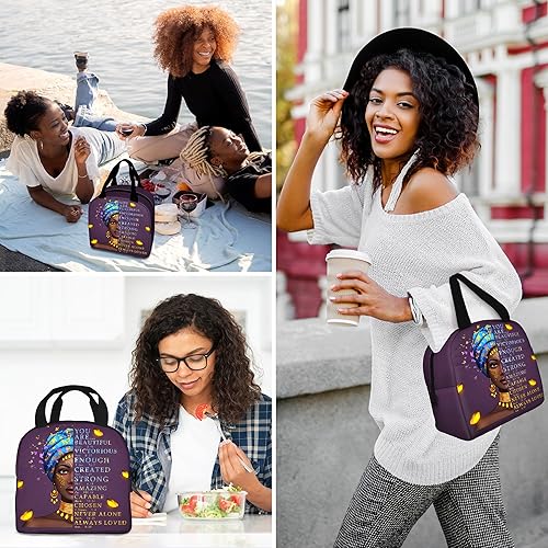 Miniatura 8 de Bolsa de almuerzo para mujeres afroamericanas, reutilizable, con aislamiento mágico, portátil, para viajes, senderismo, trabajo, regalos