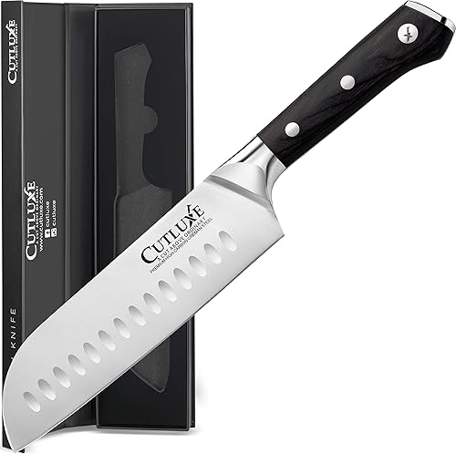 Miniatura 2 de Cutluxe Santoku - Cuchillo y cuchillo de pelar, acero alemán forjado de alto carbono, espiga completa y afilado, diseño de mango ergonómico, serie