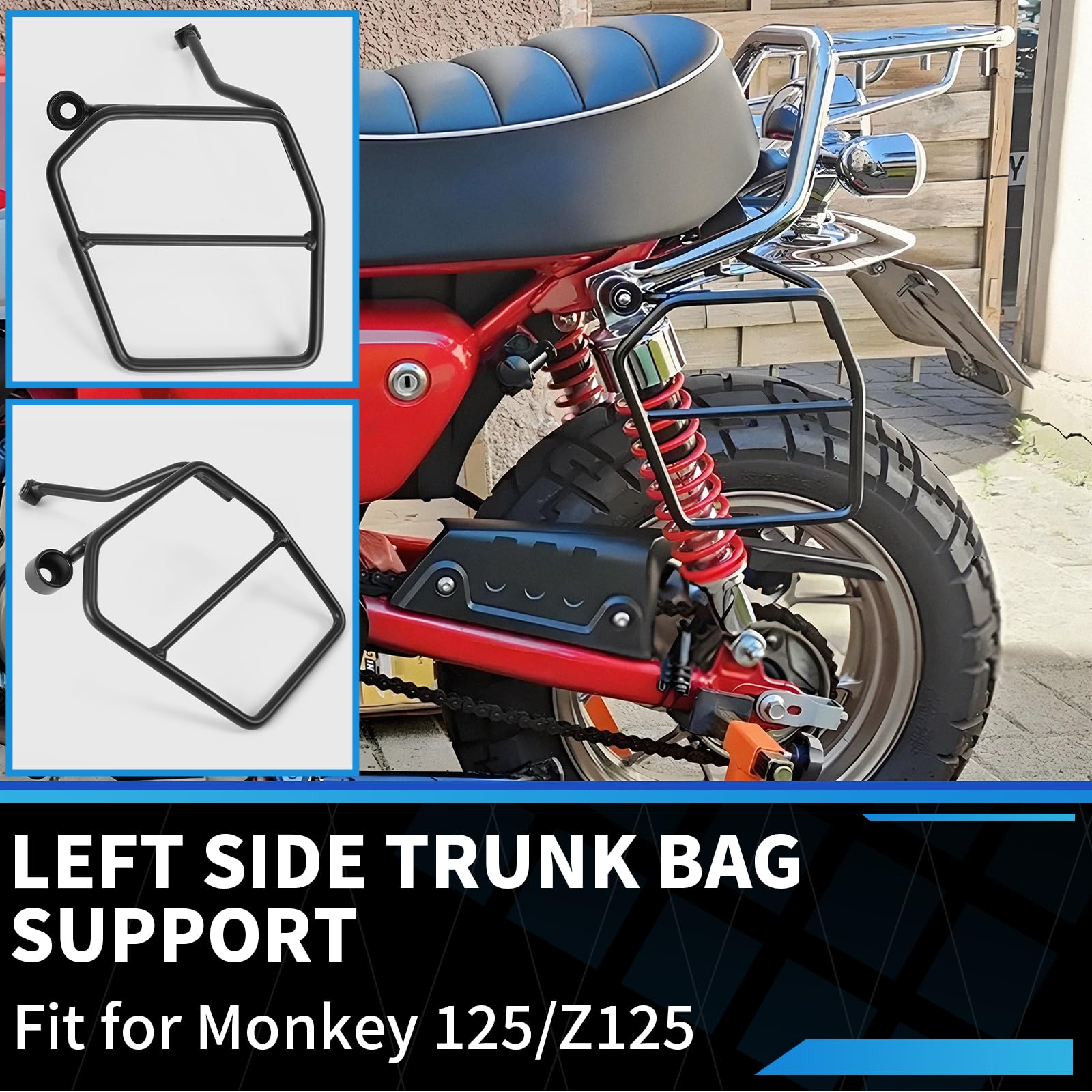 Motorrad-Kofferhalterung für die Linke Seite, Halterung für die Linke Satteltasche, Schutzhalterungen, Befestigungssatz für Seitentaschen, kompatibel mit Honda Monkey 125 Z125 2018-2025