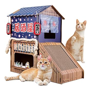 Amazon | opbodqo室内の段ボール猫ハウス（重型紙）、二階建て猫