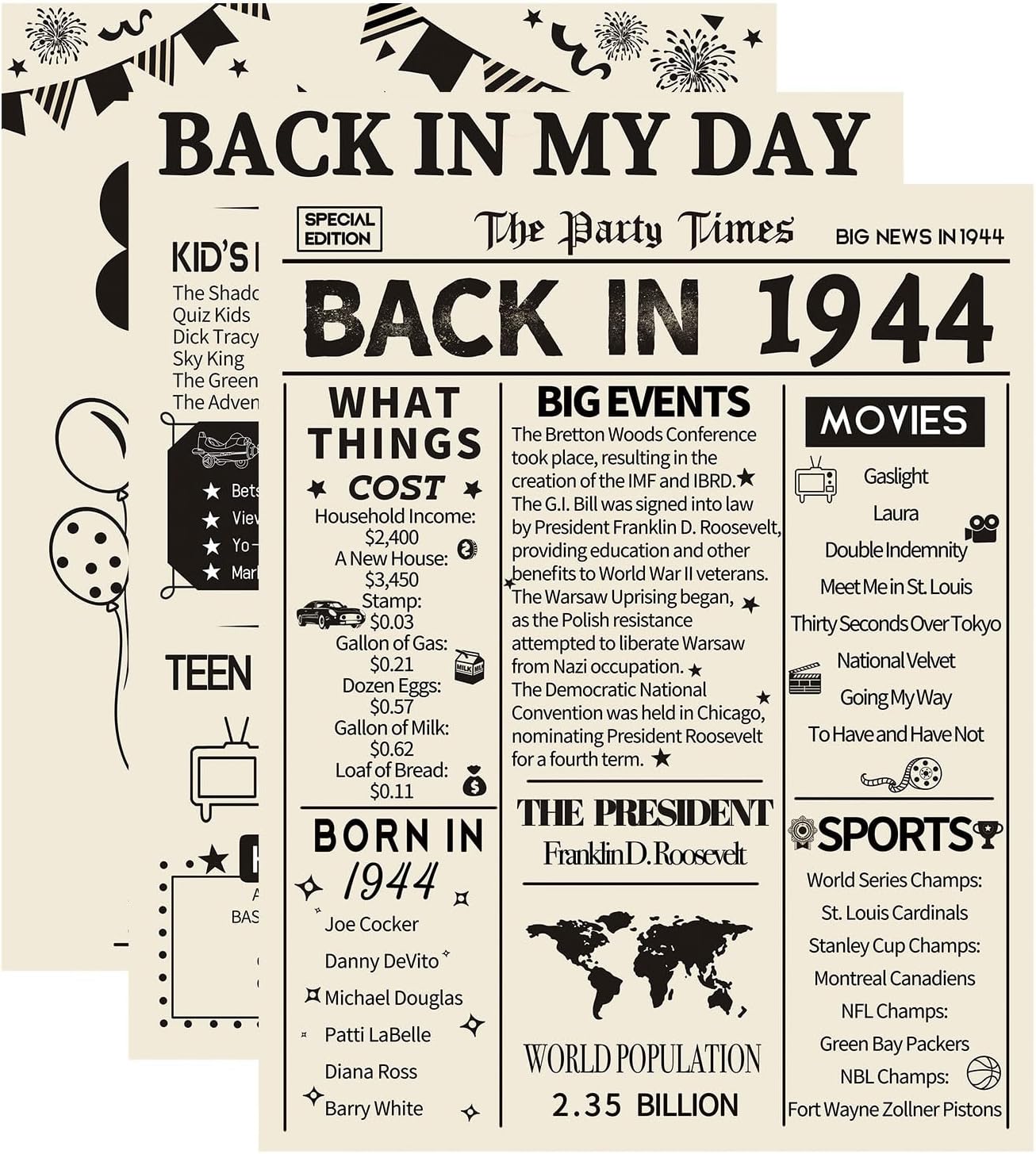 vintage-1943-80th-birthday-decorations-3-piece-madagascar-ubuy for Back In 1943 Free Printable Vintage 1943 80th Birthday Decorations - 3 Piece Madagascar | Ubuy for Back In 1943 Free Printable