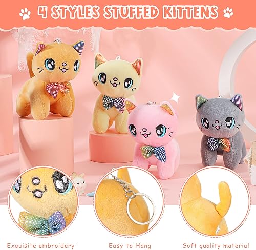 Miniatura 4 de Chalyna 12 piezas de lindo juguete de peluche de 4 pulgadas, mini sirena, tigre, tortuga, cachorro, cerdo, alpaca, gato, adornos de muñeca, llavero,