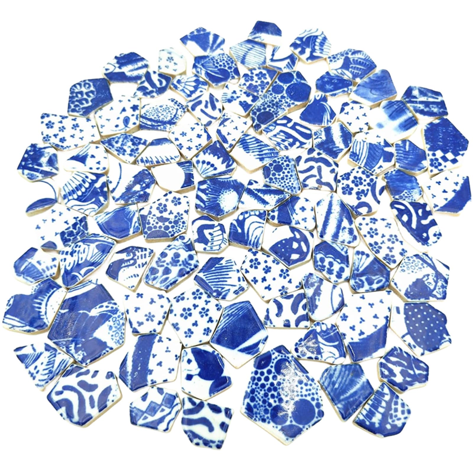 Płytki mozaikowe z ceramiki i porcelany - 500 g - Nieregularne, złamane płytki mozaikowe do kreatywnego wypoczynku, podłogi, kuchni, basenu, doniczek (Porcelana 02)
