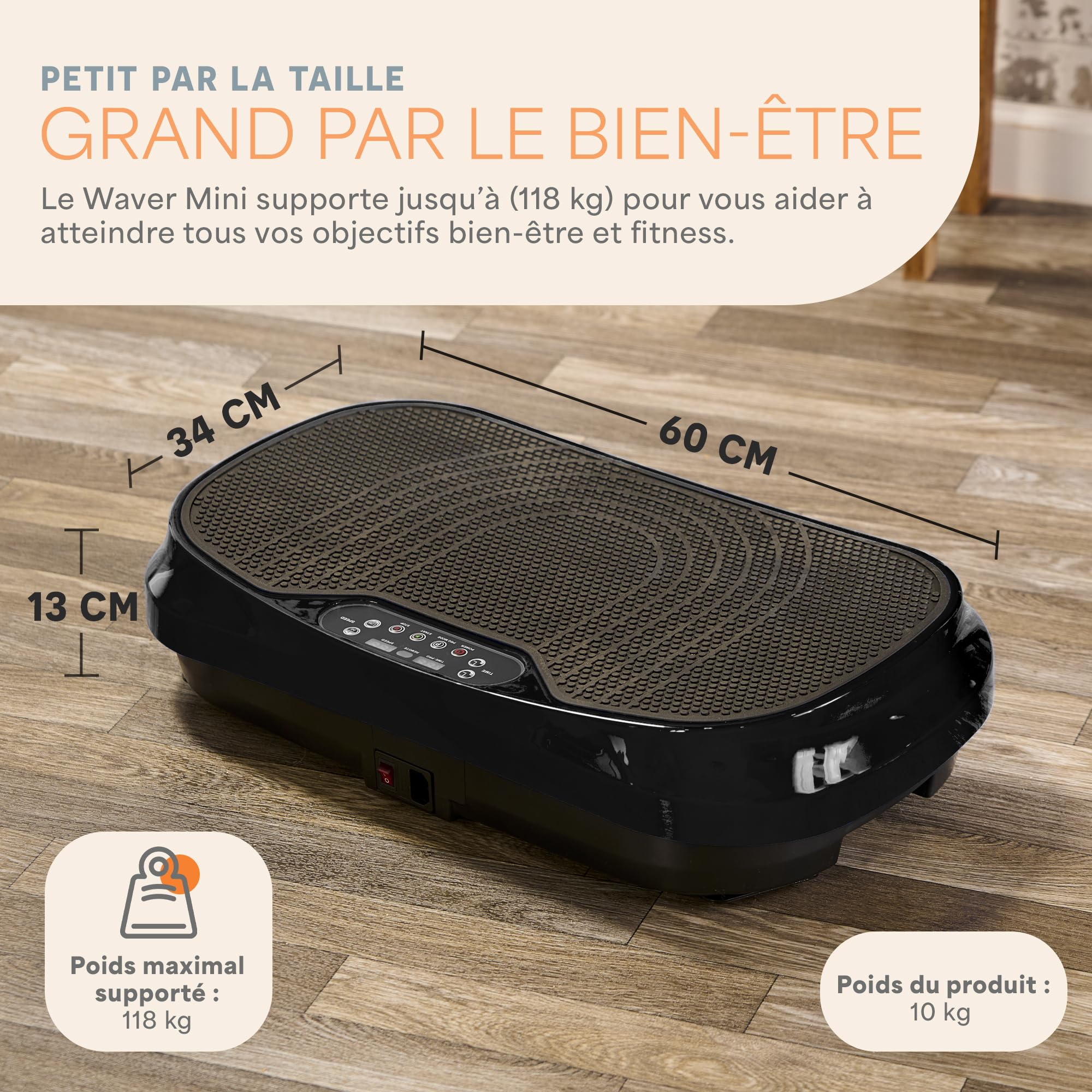 LifePro Waver Mini Plateforme Vibrante avec Télécommande, 99 Vitesses, 10 Programmes