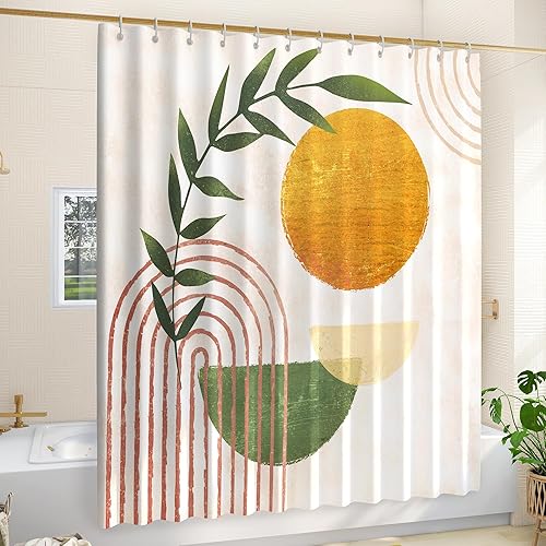Divertida cortina de ducha para baño, juego de cortinas de baño bohemias con 12 ganchos para cada decoración del hogar, realza la estética de tu