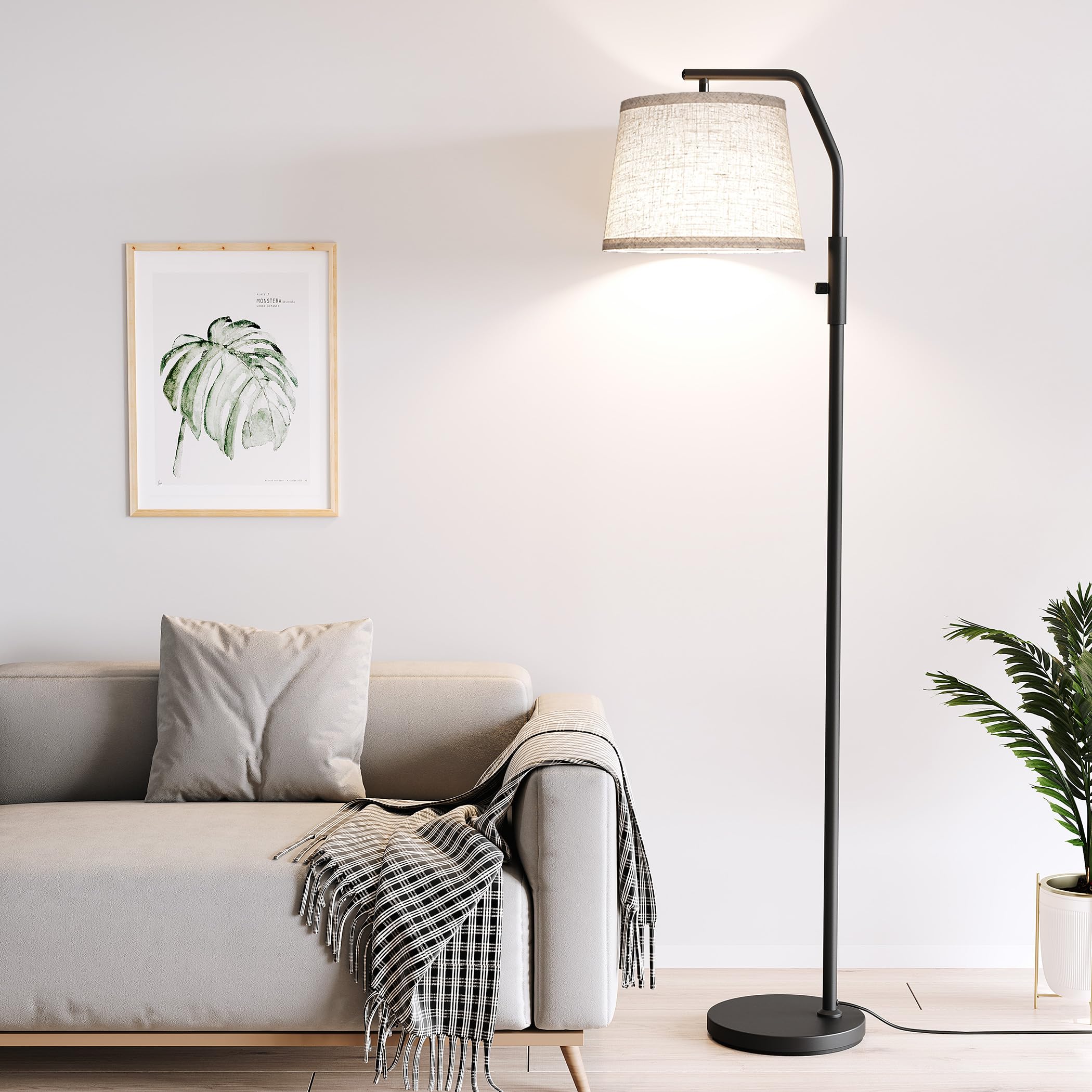 Lámparas de pie para sala de estar, bombilla de 9 W incluida, lámpara alta para dormitorio con cabezal ajustable, lámpara de pie moderna, lámpara de pie de arco regulable 0-100% para comedor 7