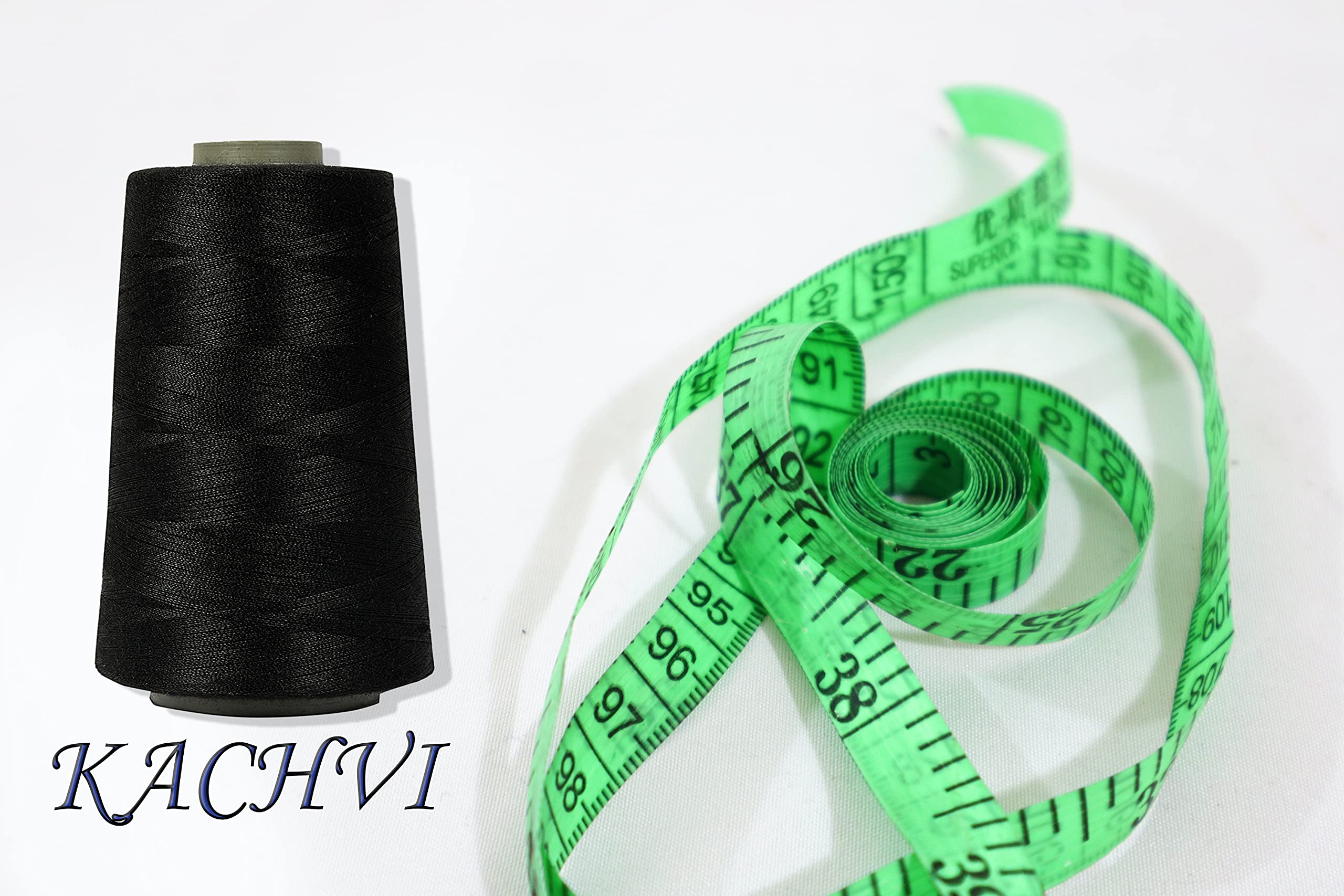 Ace International 3000M Overlock Polyester Sewing Thread Set Box Yarn Spools Cone Black (Pack of 5 Spools)
