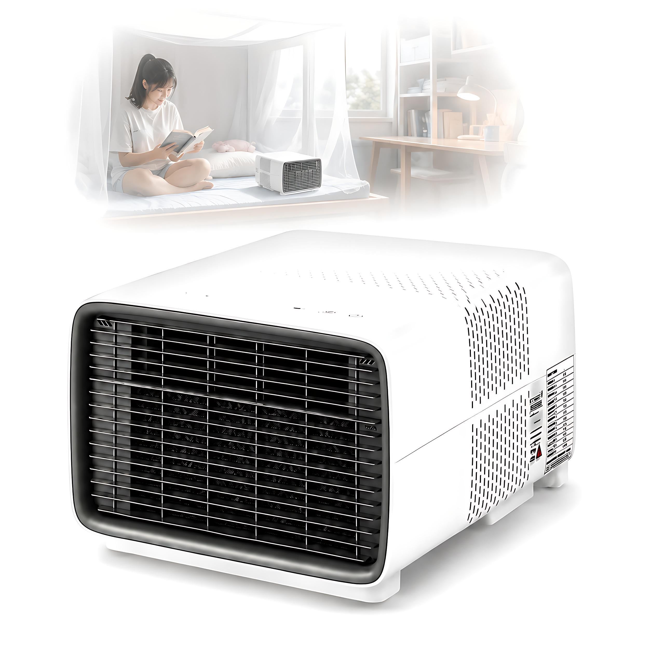 KPOUYYDS Portable Air Conditioner, Mini Camping AC, 2700 BTU Real Compressor, 3-in-1 Compact Air Cooler, 45dB Quiet, 280W Low Wattage, Easy-Setup for Tent, RV, Dorm & Outdoor Travel