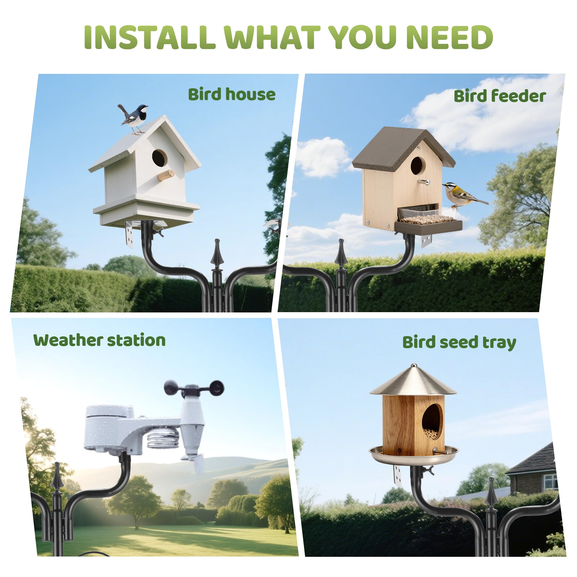 Vogelfutterstation Ständer mit halbrunden Haken - Vogelfutterstation für den Außenbereich