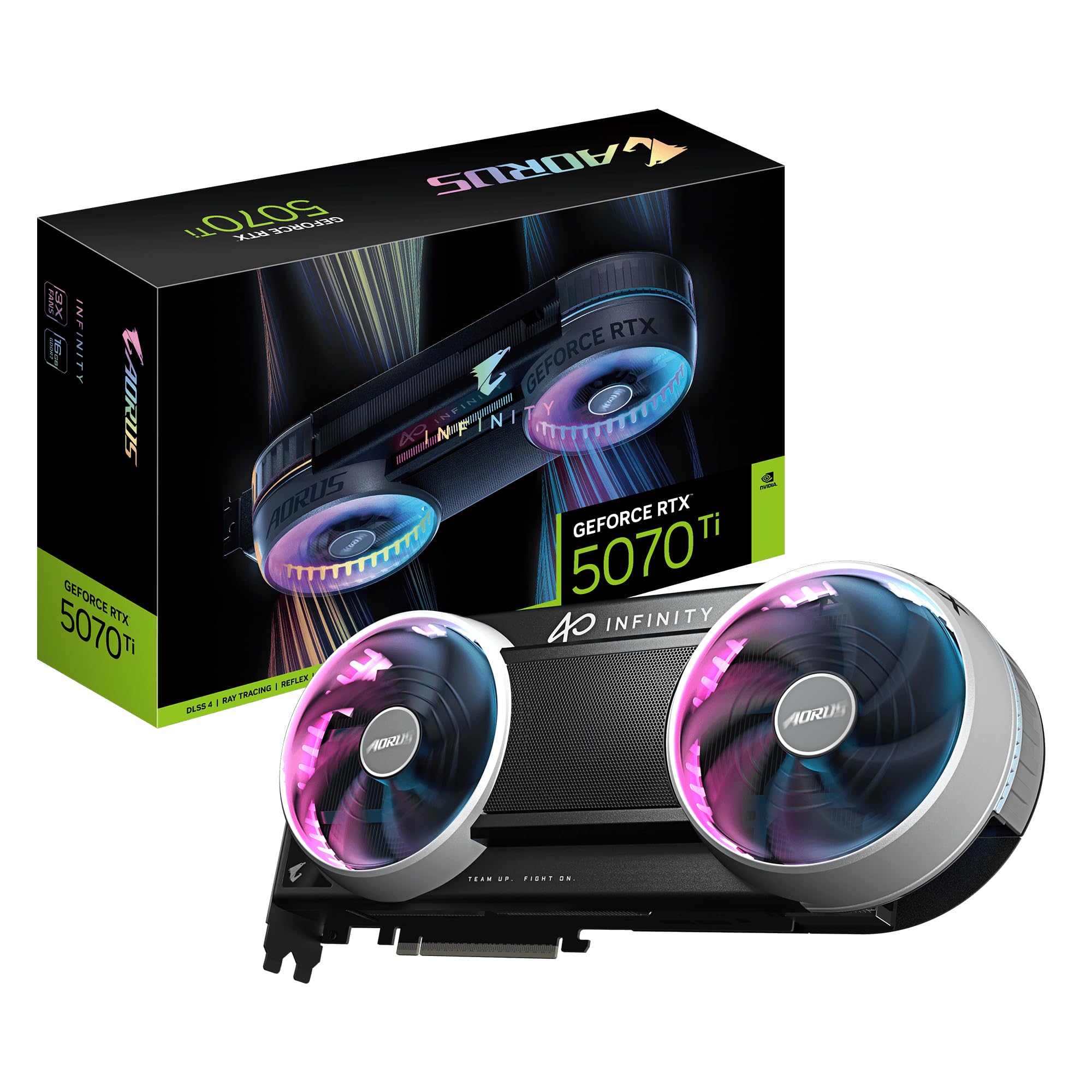 Gigabyte Karta graficzna AORUS GeForce RTX 5070 Ti INFINITY 16G | 16 GB GDDR7, 256bit, PCI-E 5.0, 2670MHz Core Clock, 3 x DP 2.1b, 1 x HDMI 2.1b, DLSS 4, GV-N507TAORUS IF-16GD