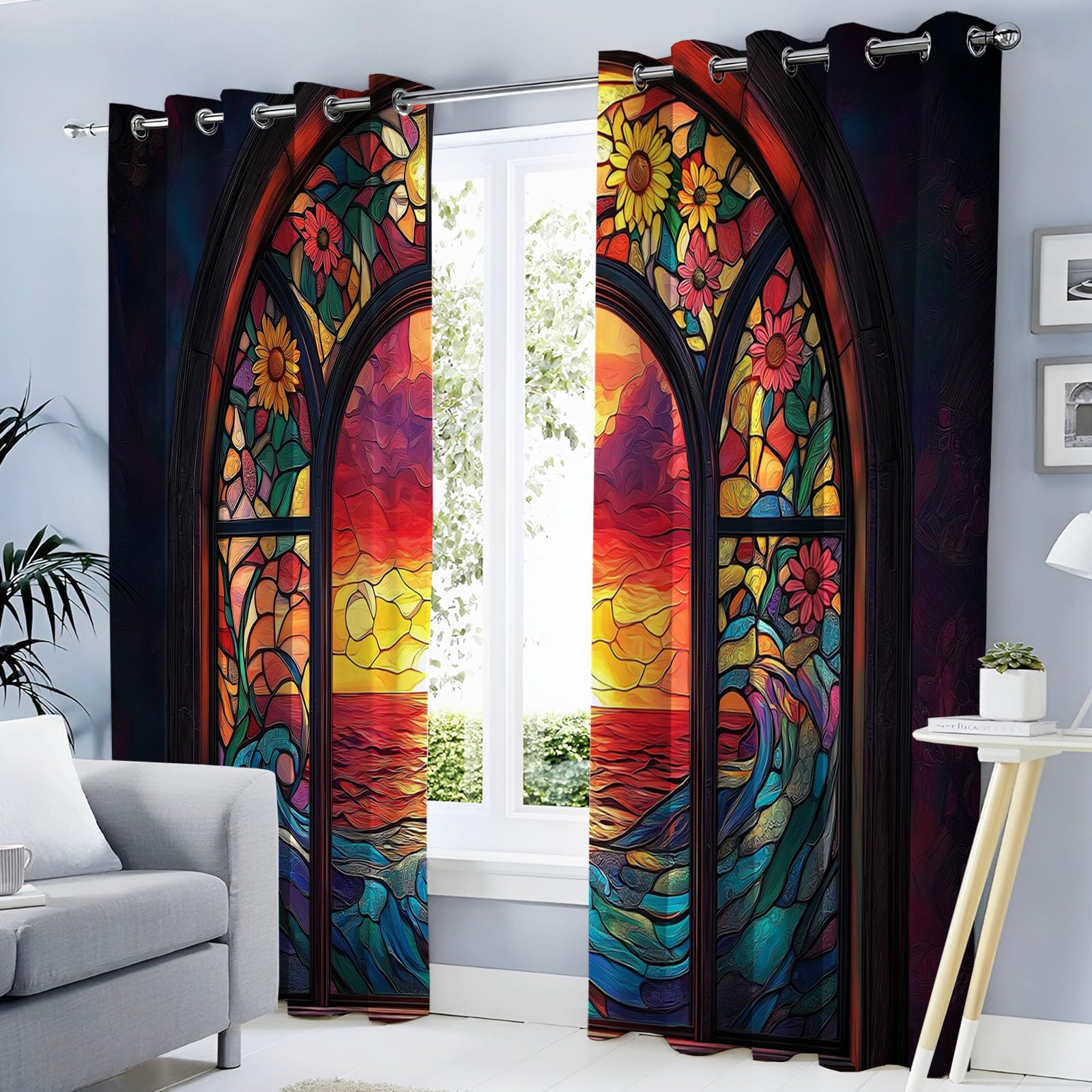 2 Tende Oscuranti Termiche Vetrate Tenda Isolante Finestre Ad Arco Tenda per Soggiorno Camera e Interni Pannelli, 140L X 160A cm, Rosso