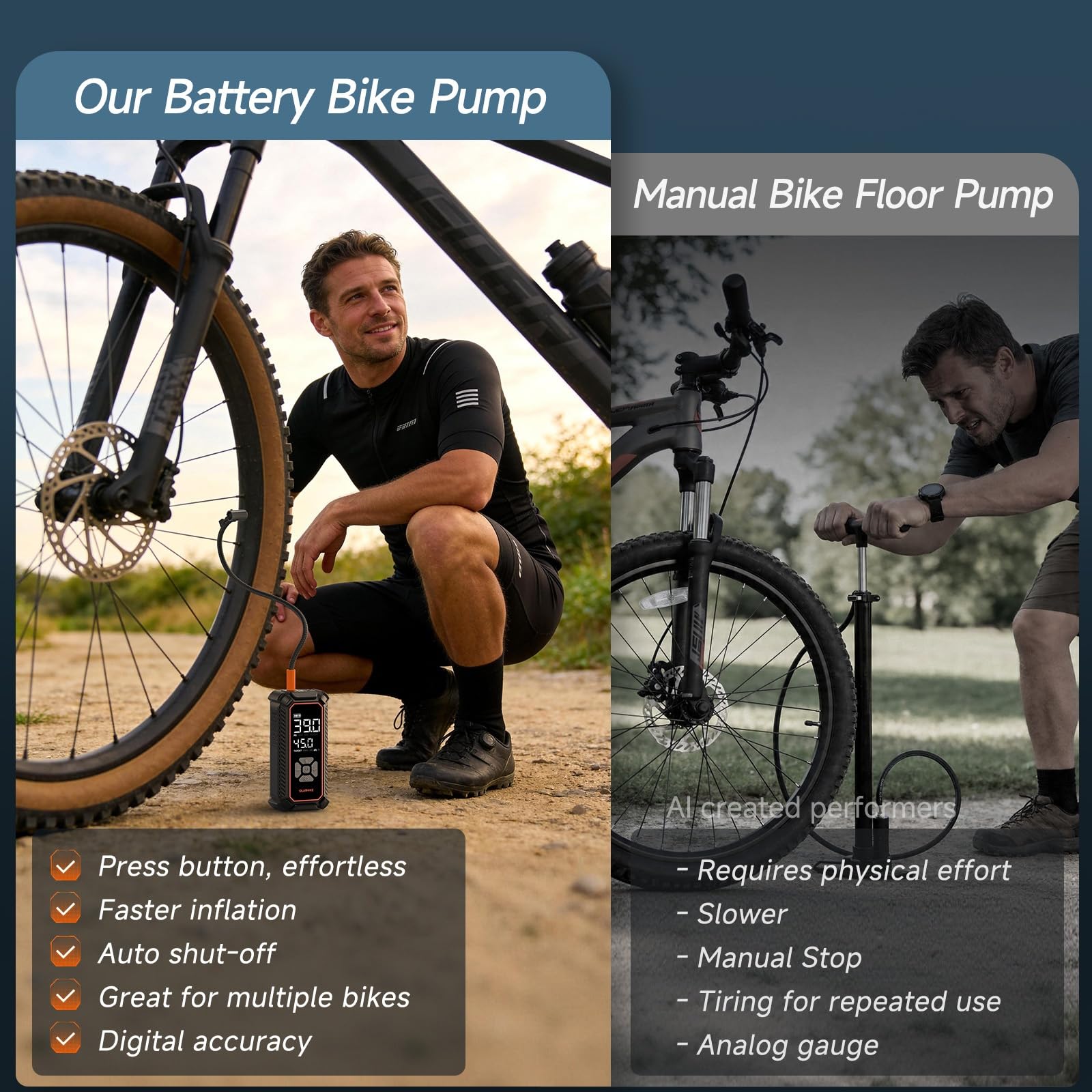 OlarHike Cordless Tire Inflator Portable Air Compressor, 150 PSI Bike Pump view 8