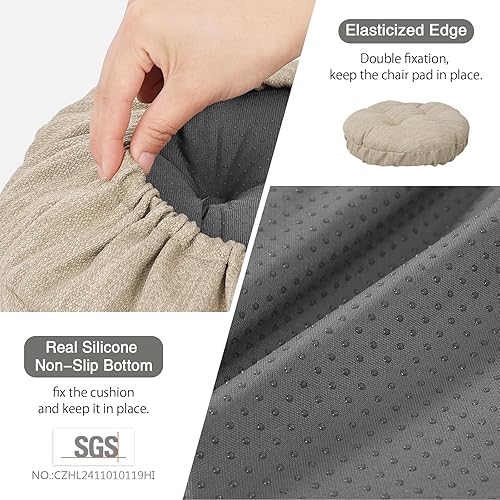 Miniatura 4 de baibu Fundas de taburete redondas, de pana súper suave, fundas de cojín para taburete de bar, solo un cojín (pana negra, 14 pulgadas)