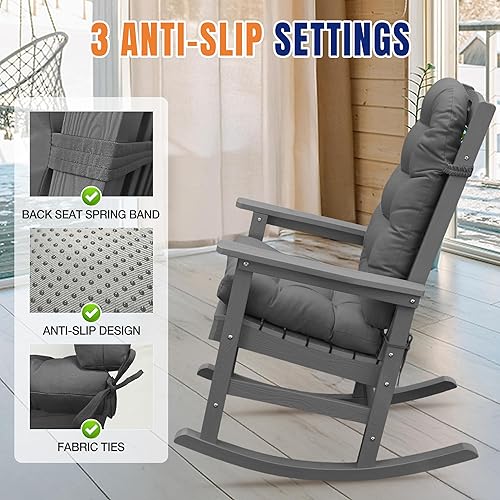 Miniatura 5 de YEFU Adirondack - Juego de 4 cojines para silla mecedora, con respaldo alto, almohadillas gruesas para sillas de patio para interiores y exteriores,